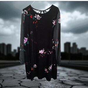 Ava & Viv Dark Academia X Large Gothic dress Sheer Sleeves Romantic  Floral